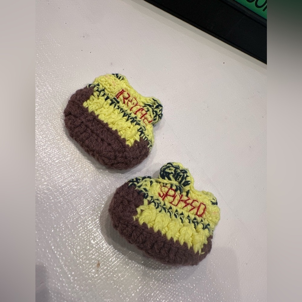 Handmade Crochet Kids Shoes - Green and Brown - Picture 2 of 9